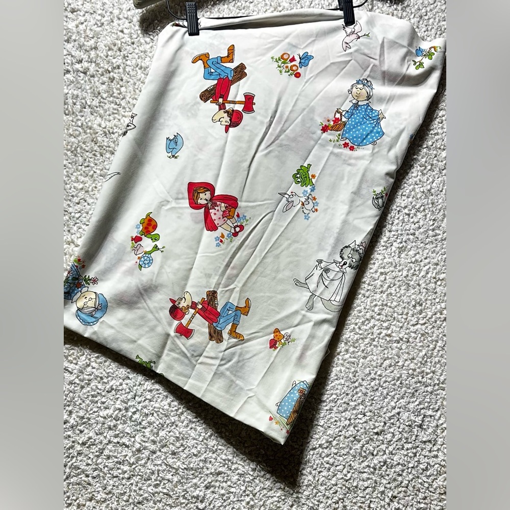 Little Red Riding Hood Fitted Sheet Twin 1970’s Sears Roebuck Grannycore Bedding